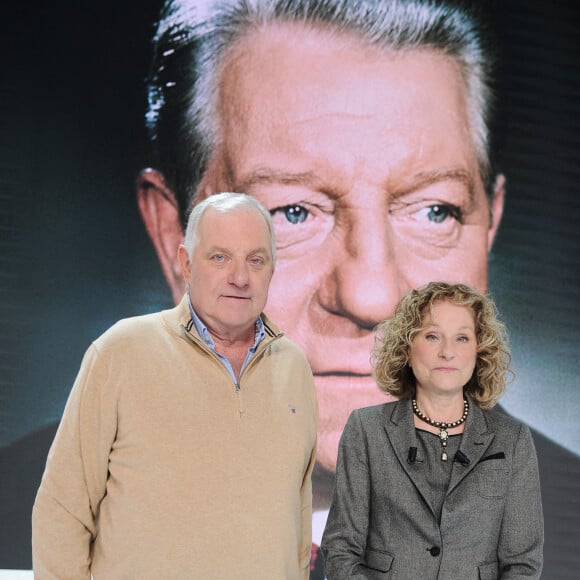 Exclusif - Mathias Moncorgé-Gabin et sa soeur Florence Moncorgé-Gabin - Enregistrement de l'émission "Vivement Dimanche, hommage à Jean Gabin" au Studio Gabriel à Paris, présentée par M.Drucker et diffusée le 20 novembre sur France 3. Le 11 novembre 2022 © Guillaume Gaffiot / Bestimage