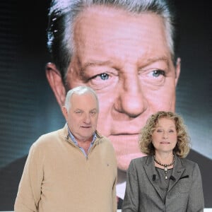 Exclusif - Mathias Moncorgé-Gabin et sa soeur Florence Moncorgé-Gabin - Enregistrement de l'émission "Vivement Dimanche, hommage à Jean Gabin" au Studio Gabriel à Paris, présentée par M.Drucker et diffusée le 20 novembre sur France 3. Le 11 novembre 2022 © Guillaume Gaffiot / Bestimage