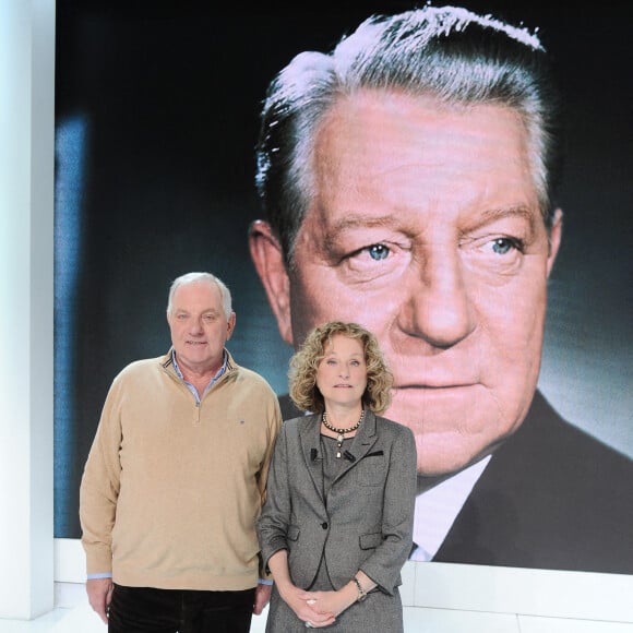 Exclusif - Mathias Moncorgé-Gabin et sa soeur Florence Moncorgé-Gabin - Enregistrement de l'émission "Vivement Dimanche, hommage à Jean Gabin" au Studio Gabriel à Paris, présentée par M.Drucker et diffusée le 20 novembre sur France 3. Le 11 novembre 2022 © Guillaume Gaffiot / Bestimage