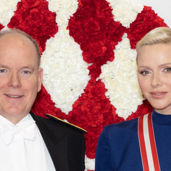 Le prince Albert II de Monaco, La princesse Charlène de Monaco - Arrivées à la soirée de gala de la Fête Nationale Monégasque au Grimaldi Forum. © Olivier Huitel / Pool Monaco / Bestimage