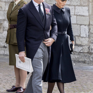 Mike et Zara Tindall - Arrivées au service funéraire à l'Abbaye de Westminster pour les funérailles d'Etat de la reine Elizabeth II d'Angleterre. Le 19 septembre 2022 