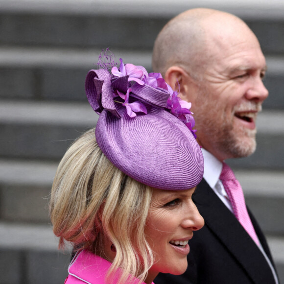 Mike et Zara Tindall - Les membres de la famille royale et les invités lors de la messe célébrée à la cathédrale Saint-Paul de Londres, dans le cadre du jubilé de platine (70 ans de règne) de la reine Elisabeth II d'Angleterre. Londres, le 3 juin 2022.  
