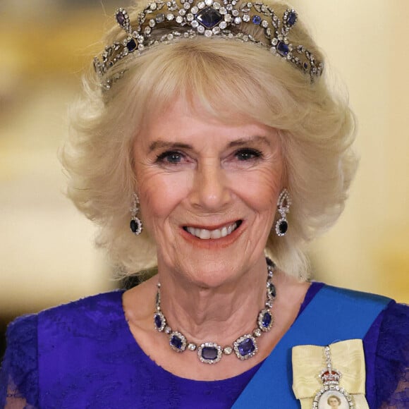 Camilla Parker Bowles, reine consort d'Angleterre - Arrivées au Banquet d'Etat organisé au palais de Buckingham, à Londres, pendant la visite d'Etat du président sud-africain au Royaume-Uni le 22 novembre 2022. 