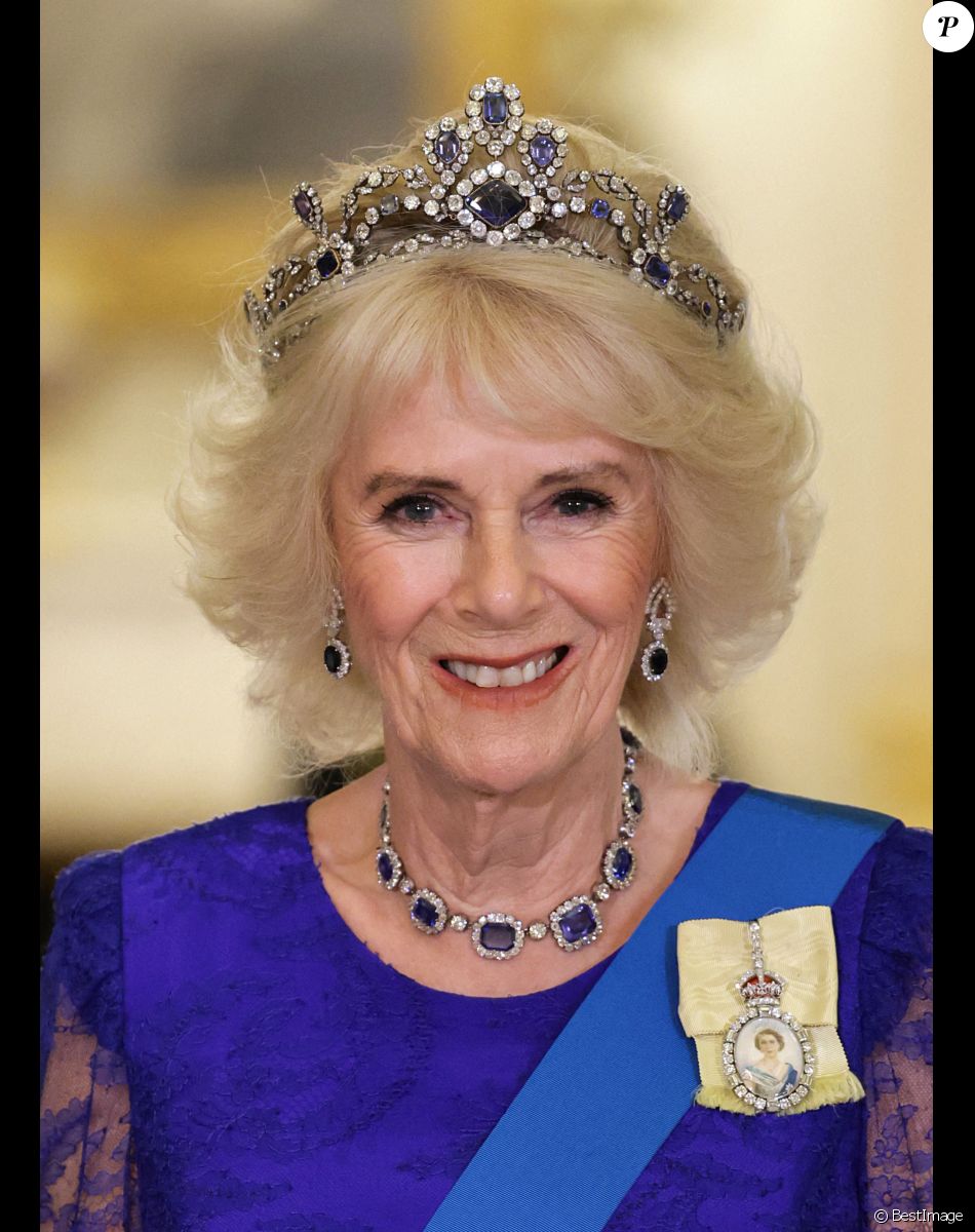 Camilla Parker Bowles, reine consort d'Angleterre - Arrivées au Banquet d'Etat organisé au palais de Buckingham, à Londres, pendant la visite d'Etat du président sud-africain au Royaume-Uni le 22 novembre 2022.