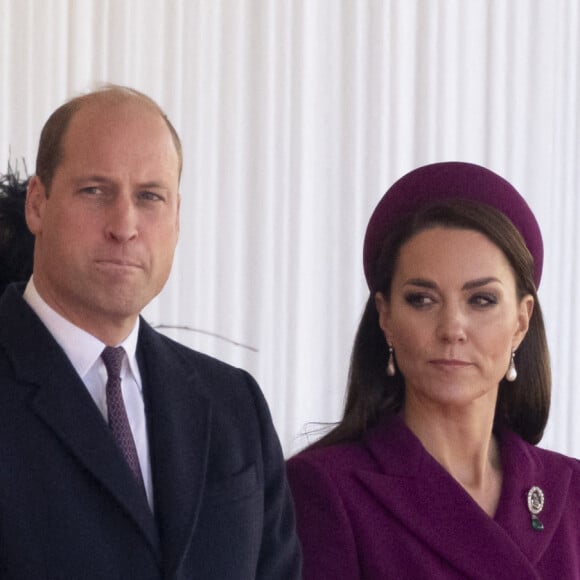 Camilla Parker Bowles, reine consort d'Angleterre, le prince William, prince de Galles, et Catherine (Kate) Middleton, princesse de Galles - La famille royale et le gouvernement du Royaume Uni lors de la cérémonie d'accueil du président de l'Afrique du Sud, en visite d'état à Londres, Royaume Uni, le 22 novembre 2022. 