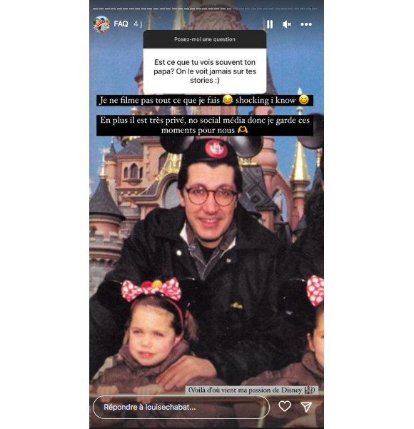 Louise Chabat a publié une photo d'archive avec son père Alain à Disneyland