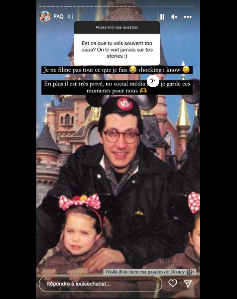 Louise Chabat a publié une photo d'archive avec son père Alain à Disneyland