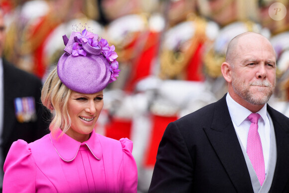 Zara Phillips (Zara Tindall) et son mari Mike Tindall - Les membres de la famille royale et les invités lors de la messe célébrée à la cathédrale Saint-Paul de Londres, dans le cadre du jubilé de platine (70 ans de règne) de la reine Elisabeth II d'Angleterre. Londres, le 3 juin 2022. 