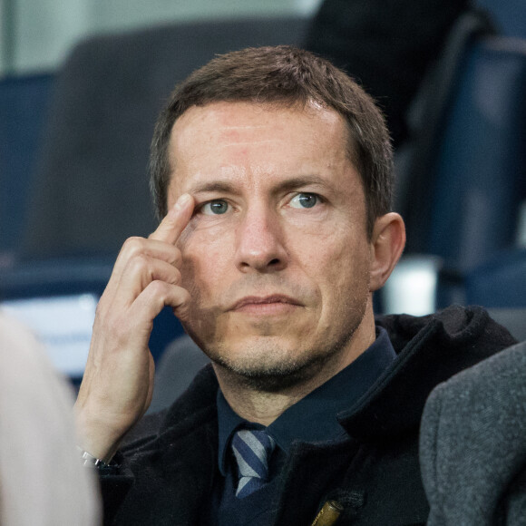 Grégoire Margotton dans les tribunes du Parc des Princes lors du match de ligue des champions de l'UEFA opposant le Paris Saint-Germain à Liverpool FC à Paris, France, le 28 novembre 2018. Le PSG a gagné 2-1. © Cyril Moreau/Bestimage