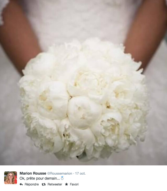 Tweet de Marion Rousse avant son mariage avec Tony Gallopin le 17 octobre 2014. 