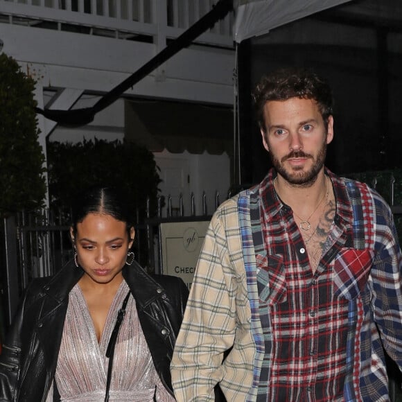 Exclusif - Matt Pokora (M. Pokora) et sa femme Christina Milian ont dîné avec Tony Parker au restaurant Giorgio Baldi à Santa Monica le 9 janvier 2021. 