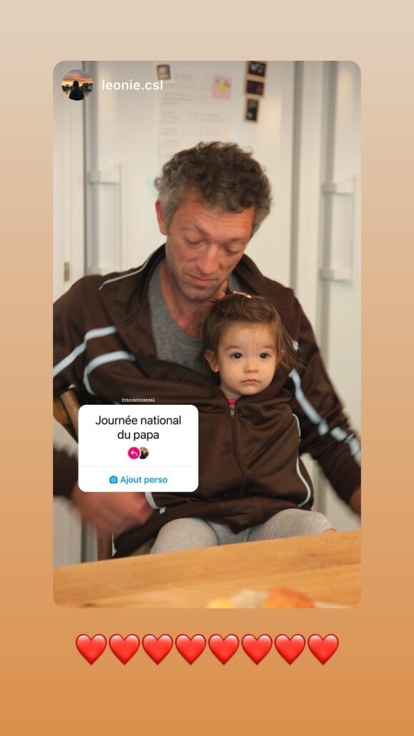 Photo d'archive de Vincent Cassel avec sa fille Léonie, dévoilée par la jeune fille sur Instagram