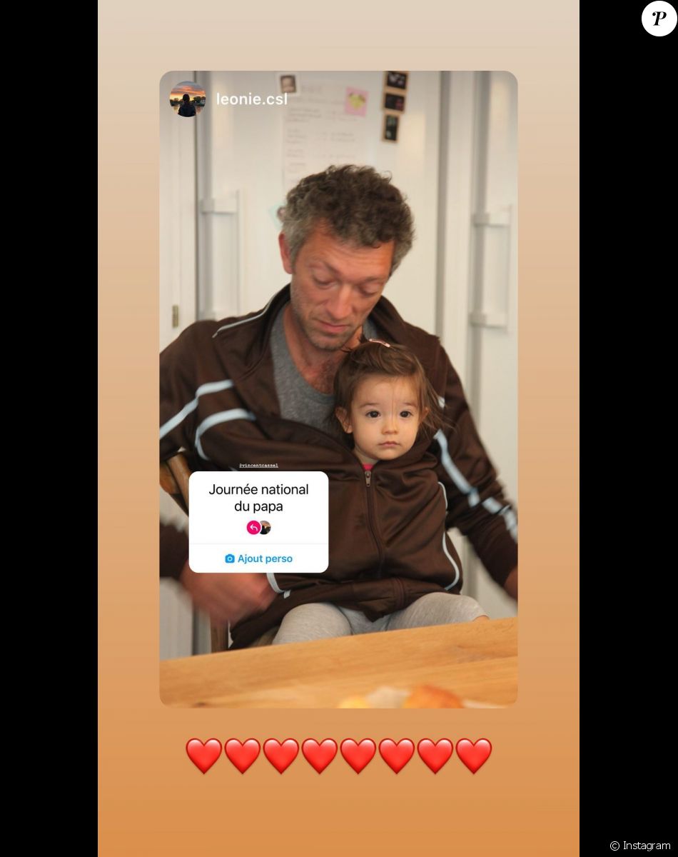 Photo d'archive de Vincent Cassel avec sa fille Léonie, dévoilée par la jeune fille sur Instagram