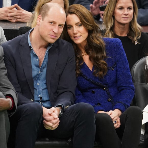 Le prince William, prince de Galles, et Catherine (Kate) Middleton, princesse de Galles, assistent au match de NBA "Boston Celtics - Miami Heat" au TD Garden à Boston