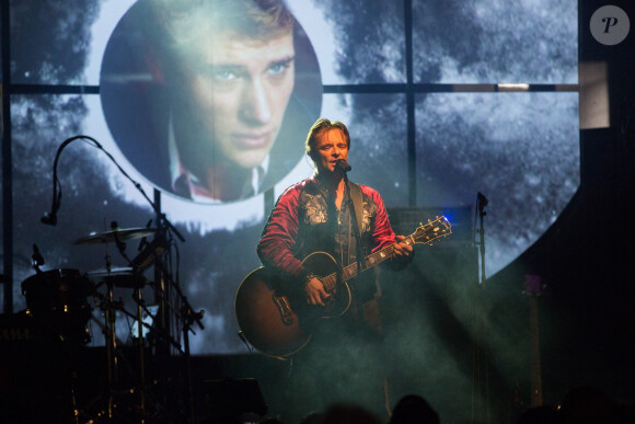 Exclusif - No Web - David Hallyday rend hommage à son père Johnny Hallyday, lors d'un concert aux fêtes de Wallonie à Andenne en Belgique le 23 septembre 2018.