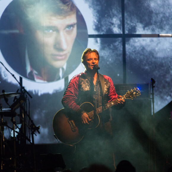 Exclusif - No Web - David Hallyday rend hommage à son père Johnny Hallyday, lors d'un concert aux fêtes de Wallonie à Andenne en Belgique le 23 septembre 2018.