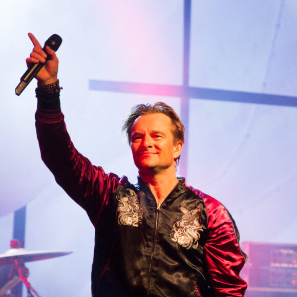 Exclusif - No Web - David Hallyday rend hommage à son père Johnny Hallyday, lors d'un concert aux fêtes de Wallonie à Andenne en Belgique le 23 septembre 2018.