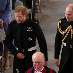 Le prince William, duc de Cambridge et le prince Harry- Cérémonie de mariage du prince Harry et de Meghan Markle en la chapelle Saint-George au château de Windsor, Royaume Uni, le 19 mai 2018. 