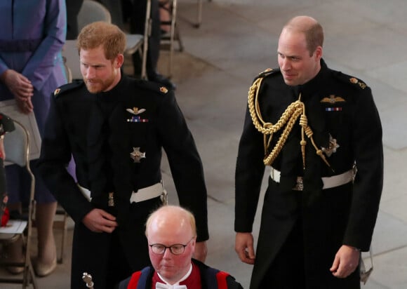 Le prince William, duc de Cambridge et le prince Harry- Cérémonie de mariage du prince Harry et de Meghan Markle en la chapelle Saint-George au château de Windsor, Royaume Uni, le 19 mai 2018. 