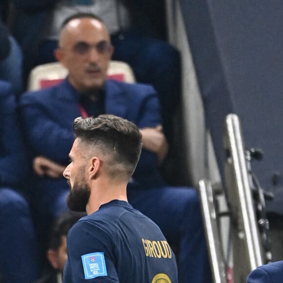 Didier Deschamp, Olivier Giroud - Match "France - Argentine (3-3 - tab 2-4)" en finale de la Coupe du Monde 2022 au Qatar, le 18 décembre 2022. © Philippe Perusseau / Bestimage