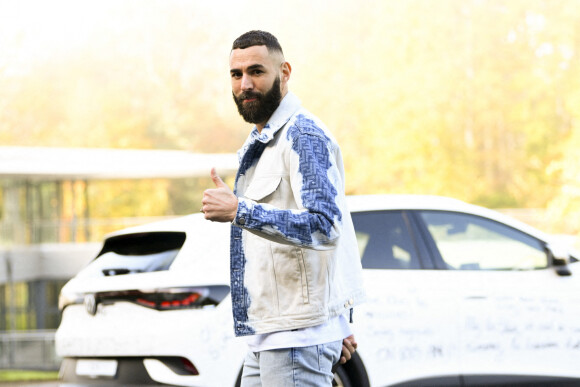 Karim Benzema - Arrivée des joueurs de l'équipe de France à Clairefontaine, le 14 novembre 2022. 