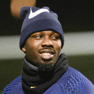 Karim Benzema, Marcus Thuram lors de l'entraînementde l'équipe de France de football au centre de formation et centre National du Footbal de Clairefontaine-en-Yvelines, France, le 14 novembre 2022. © Jean-Baptiste Autissier/Panoramic/Bestimage 