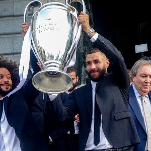 L'équipe du Real Madrid arrive à Madrid auréolée de son 14ème trophée de la Ligue Des Champions (LDC) après sa victoire face à Liverpool (1-0). Madrid, le 29 mai 2022. 