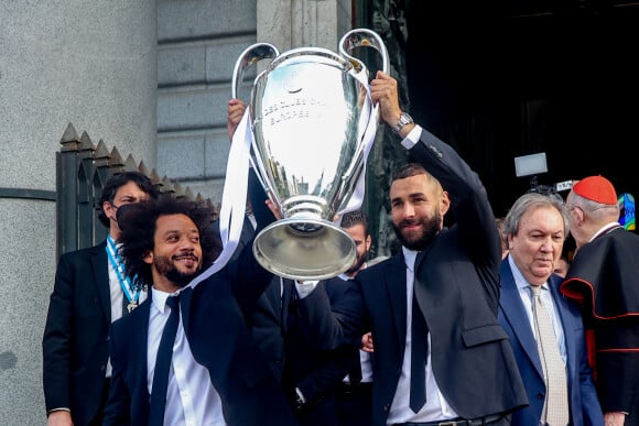 L'équipe du Real Madrid arrive à Madrid auréolée de son 14ème trophée de la Ligue Des Champions (LDC) après sa victoire face à Liverpool (1-0). Madrid, le 29 mai 2022. 