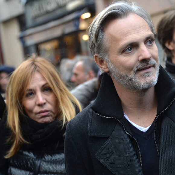 Mathilde Seigner et son compagnon Mathieu Petit. Paris, le 11 janvier 2015 