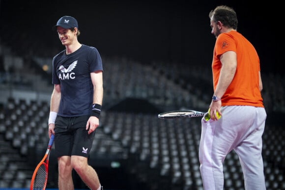 Entrainement de Andy Murray (Gbr) en présence de Thierry Ascione lors de l'Open Sud de France 2021 à Montpellier, France, le 20 février 2021. © Jean-Baptiste Autissier/Panoramic/Bestimage 