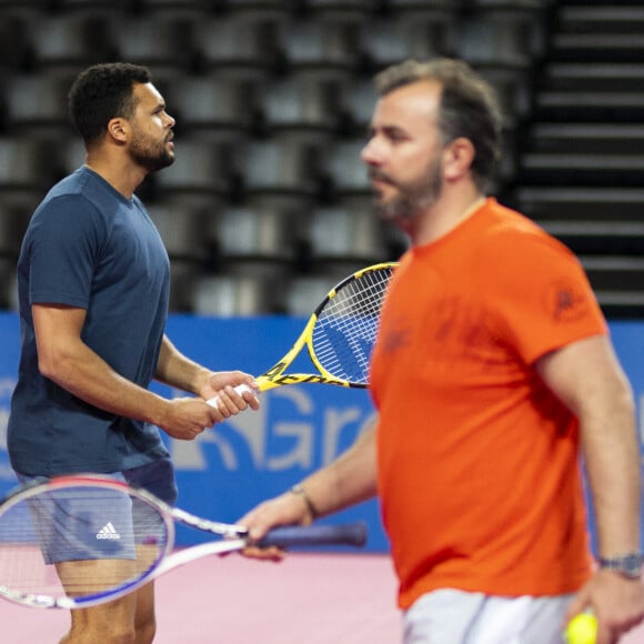 Entrainement de Jo-Wilfried Tsonga (Fra) en présence de son entraîneur Thierry Ascione lors de l'Open Sud de France 2021 à Montpellier, France, le 20 février 2021. © Jean-Baptiste Autissier/Panoramic/Bestimage