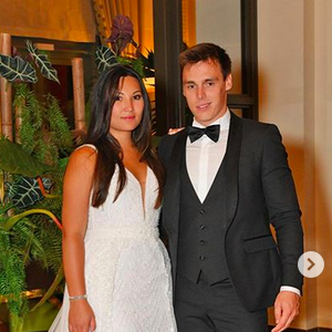 Marie Chevallier et Louis Ducruet lors de la réception de leur mariage organisée au Monte-Carlo Bay, le 27 juillet 2019.