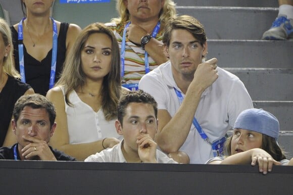 Camille Lacourt et Valérie Bègue à l'Open d'Australie le 15 janvier 2014.