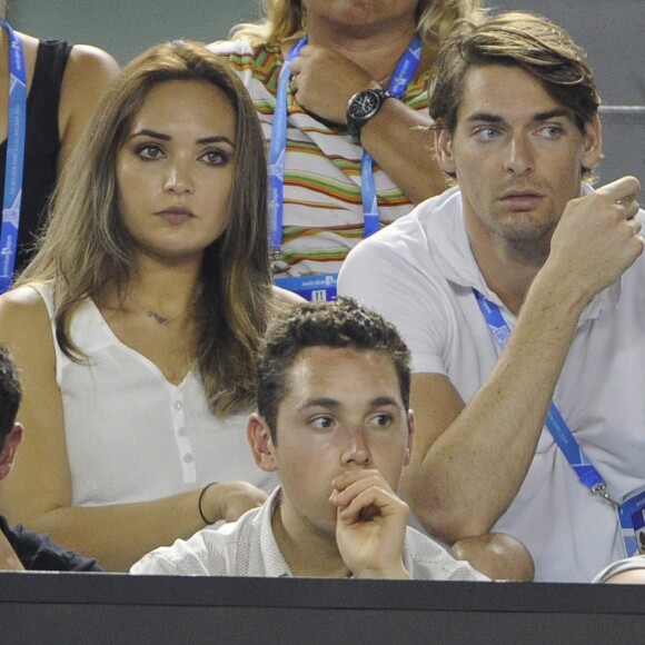 Camille Lacourt et Valérie Bègue à l'Open d'Australie le 15 janvier 2014.