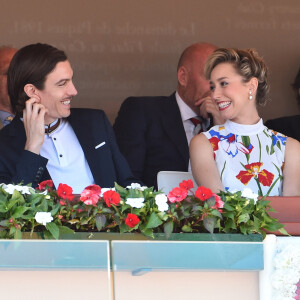 Jazmin Grace Grimaldi (la fille du prince Albert II de Monaco) et son compagnon Ian Mellencamp en tribune lors du Rolex Monte-Carlo Masters 2018 à Roquebrune Cap Martin le 19 avril 2018. © Bruno Bebert / Bestimage 