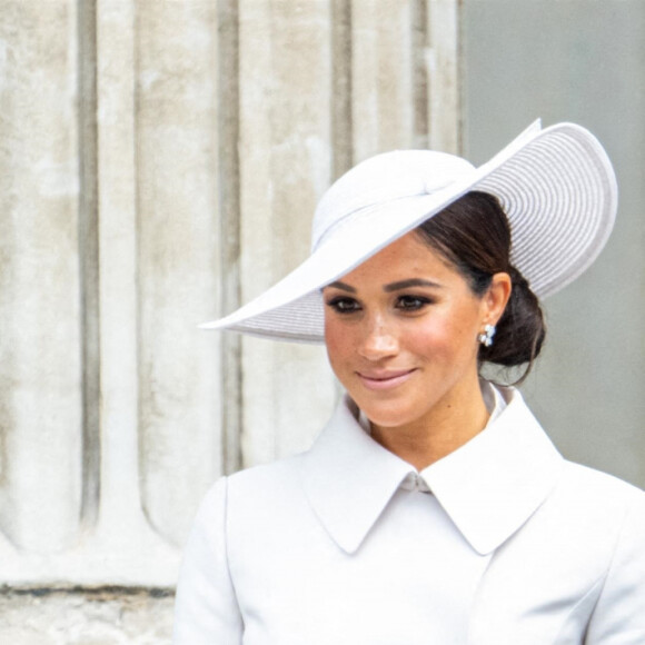 Le prince Harry, duc de Sussex, et Meghan Markle, duchesse de Sussex - Les membres de la famille royale et les invités lors de la messe célébrée à la cathédrale Saint-Paul de Londres, dans le cadre du jubilé de platine (70 ans de règne) de la reine Elisabeth II d’Angleterre. Londres, le 3 juin 2022.  Royals attending the Service of Thanksgiving for the Queen, marking the monarch's 70 year Platinum Jubilee, at St Paul’s Cathedral in London. June 3rd, 2022. 