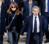 Carla Bruni, Nicolas Sarkozy - Sorties des obsèques de Jean-Pierre Pernaut en la Basilique Sainte-Clotilde à Paris le 9 mars 2022. © Cyril Moreau/Bestimage