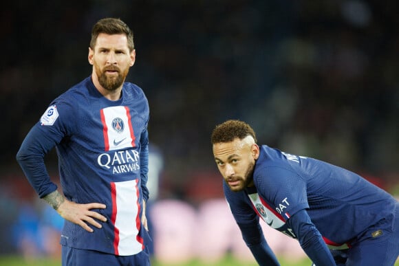 Lionel Leo Messi, Neymar Jr - Match de Ligue 1 Uber Eats "PSG contre Angers" au Parc des Princes à Paris. © Cyril Moreau/Bestimage