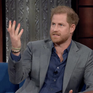 Le prince Harry sur le plateau de l'émission "The Late Show With Stephen Colbert" à New York. © JLPPA/CBS/Bestimage 