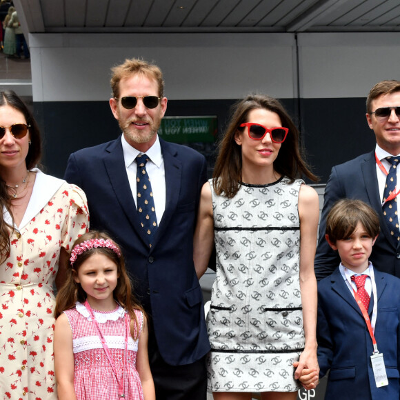Tatiana Santo Domingo, India Casiraghi, Andrea Casiraghi, Charlotte Casiraghi, son fils Raphaël Elmaleh et Gareth Wittstock - La famille de Monaco assiste au Grand Prix de F1 de Monaco, le 28 mai 2022. © Bruno Bebert / Bestimage 