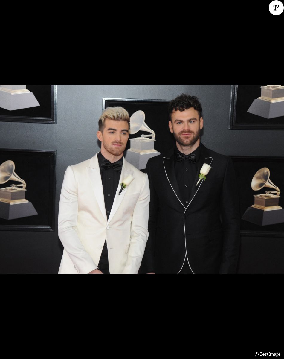 Le groupe The Chainsmokers (Andrew Taggart et Rhett Bixler) à la 60ème soirée annuelle des Grammy Awards à Madison Square Garden à New York, le 28 janvier 2018.