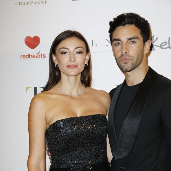 Rachel Legrain-Trapani (Miss France 2007) et son compagnon Valentin Léonard - Photocall de la 10ème édition du "Global Gift Gala 2021" à l'hôtel Four Seasons Hotel George V à Paris le 30 octobre 2021. © Marc Ausset Lacroix/Bestimage 