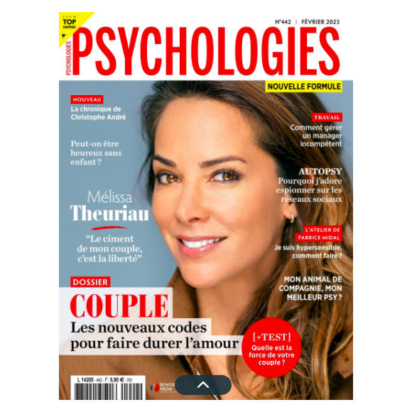 Couverture du magazine Psychologies n°442 et paru le 19 janvier 2023.