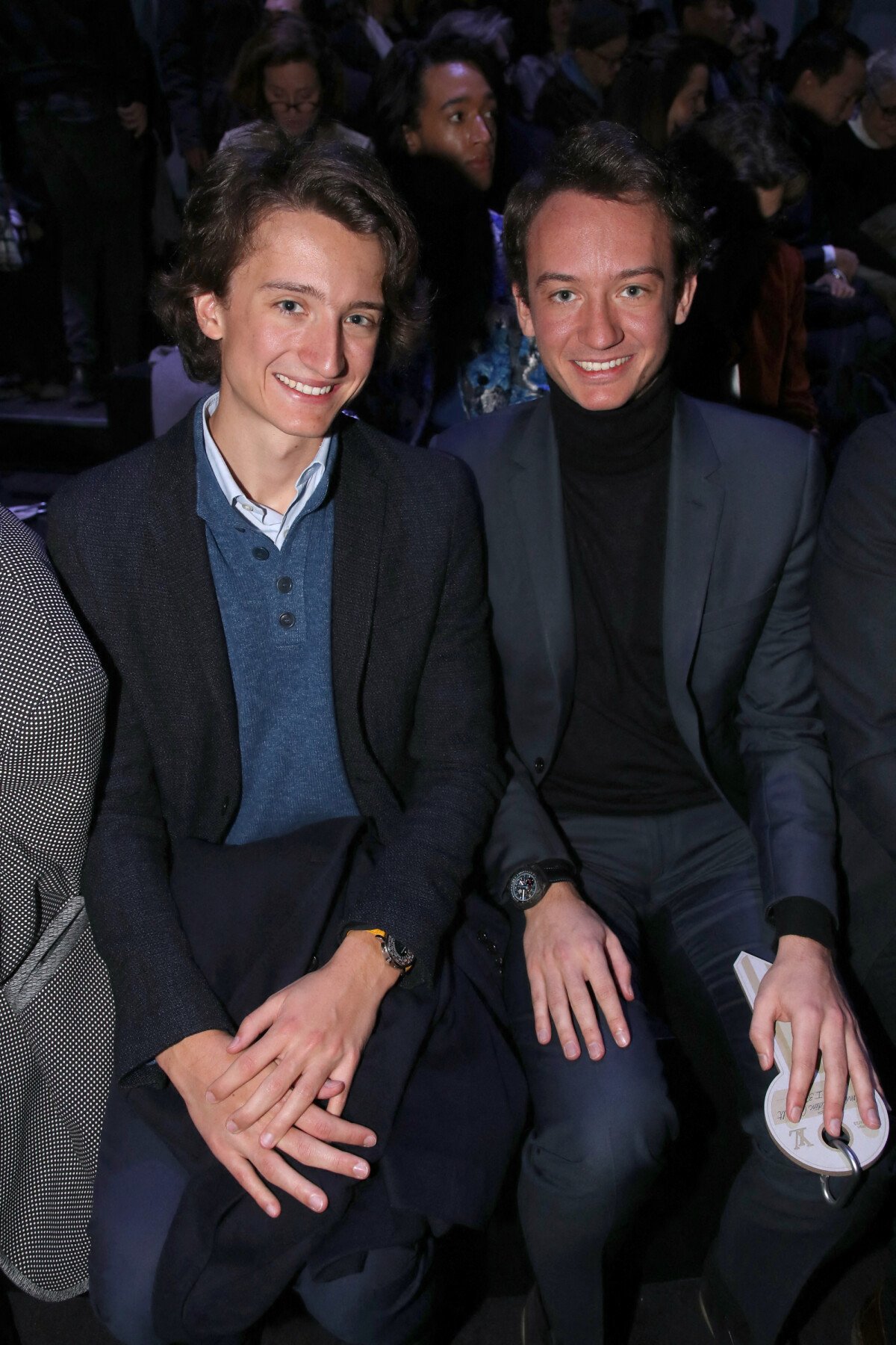 Photo : Jean Arnault et son frère Frédéric Arnault au Font Row du défilé  Louis Vuiton lors de la Fashion Week Homme automne-hiver 2023/24 de Paris,  France, le 19 janvier 2023. ©