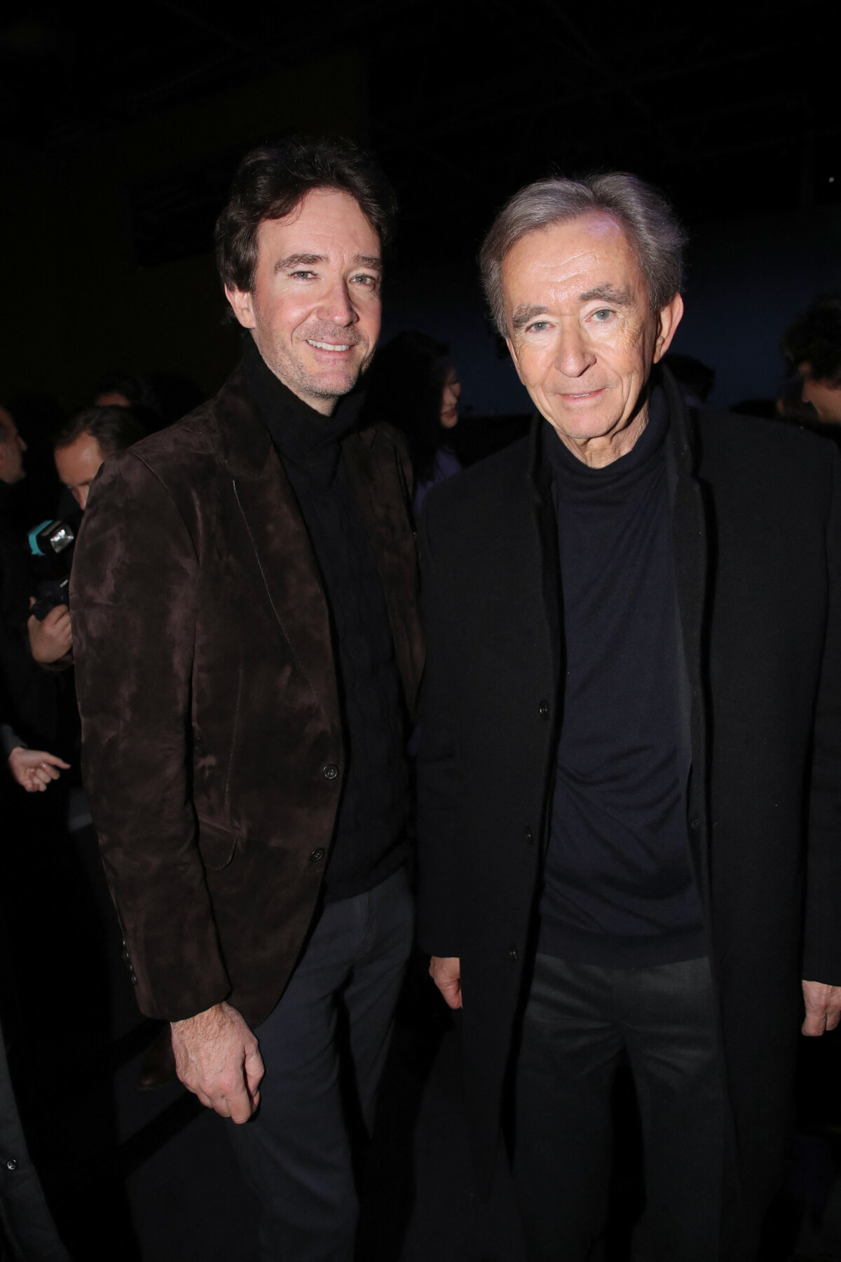 Photo : Jean Arnault et son frère Frédéric Arnault au Font Row du défilé  Louis Vuiton lors de la Fashion Week Homme automne-hiver 2023/24 de Paris,  France, le 19 janvier 2023. ©