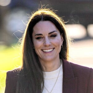 Catherine (Kate) Middleton, princesse de Galles, arrive à une réception pour l'équipe de la Ligue anglaise de rugby en fauteuil roulant en reconnaissance de son succès lors de la récente coupe du monde de la Ligue de rugby, dans la salle du jardin, au Hampton court Palace, à Londres, Royaume Uni, le 19 janvier 2023. 