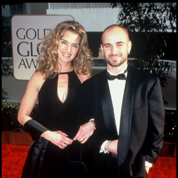 Brooke Shields et Andre Agassi à la soirée des Golden Globes en 1997