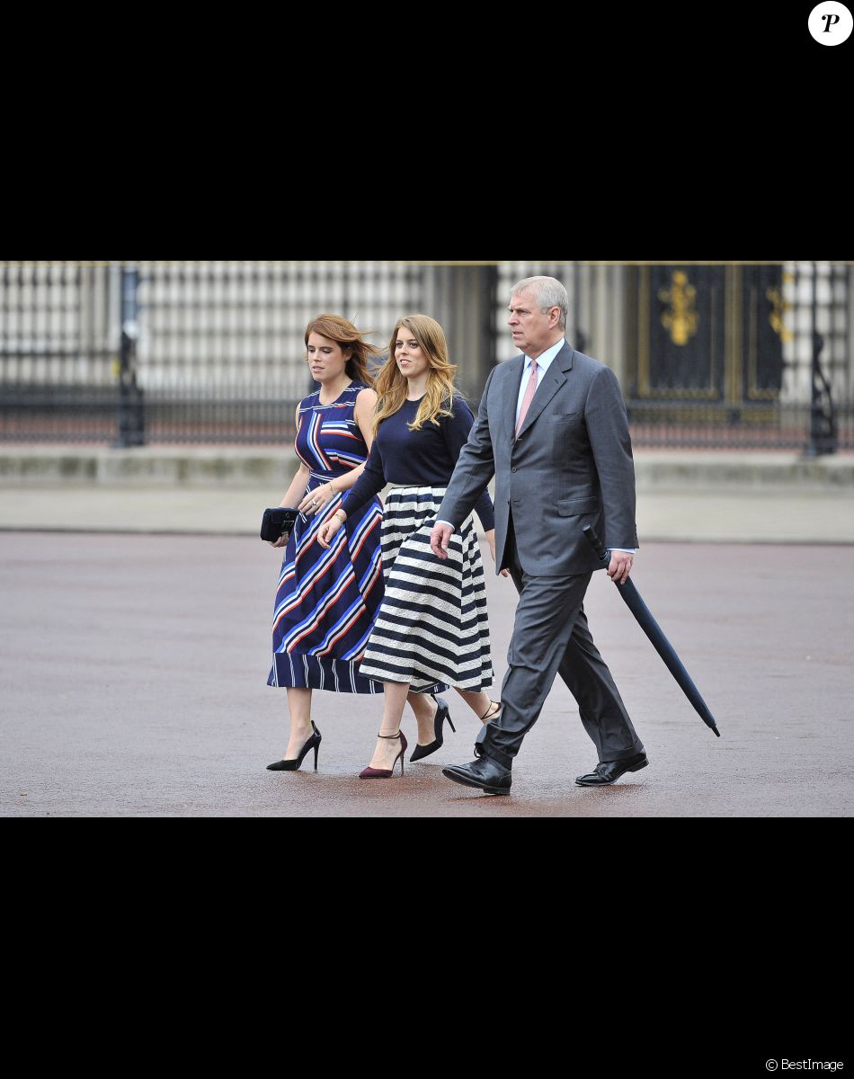 La princesse Eugenie et la princesse Beatrice et leur père le prince Andrew - La famille royale d'Angleterre au "Patron's Lunch" à Londres, à l'occasion du 90ème anniversaire de la reine. Le 12 juin 2016