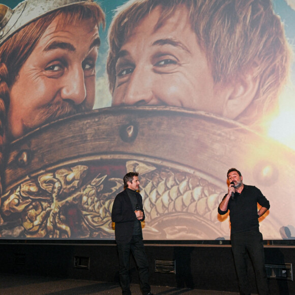 Guillaume Canet (réalisateur) et Gilles Lellouche lors de la présentation du film "Astérix et Obélix : L'Empire du Milieu" au Kinépolis à Bruxelles le 13 janvier 2023. © Frédéric Andrieu / Bestimage 