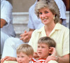 Lady Diana et Harry et William à Majorque